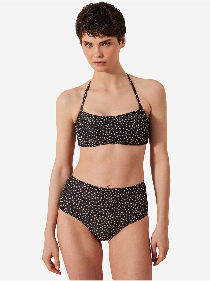 Luna bas de bikini taille haute à paillettes penti Noir - Kiabi