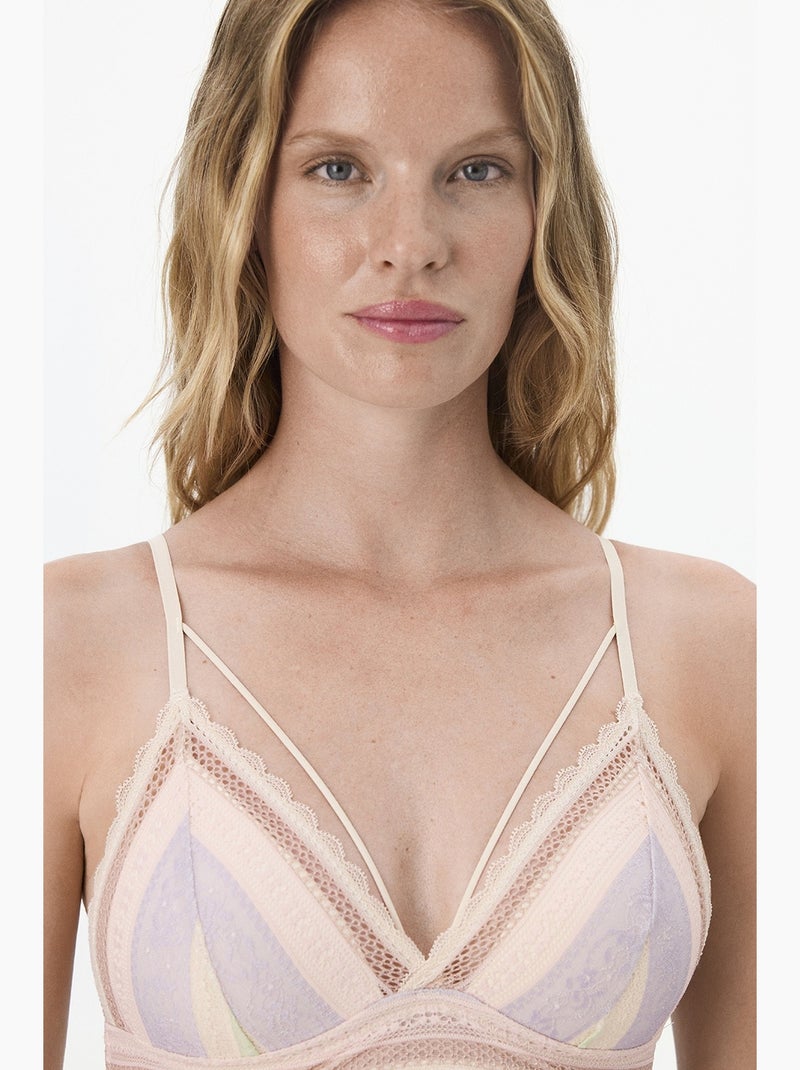 Luna soutien-gorge push-up en dentelle à rayures penti Vieux rose - Kiabi