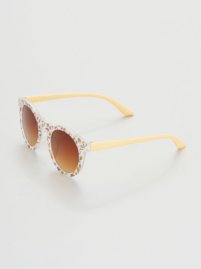 Lunette de soleil forme arrondies Blanc/jaune - Kiabi