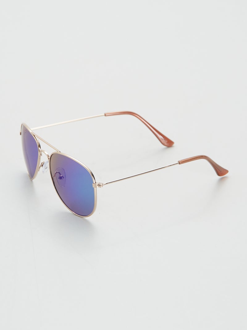 Lunette de soleil forme aviateur Or/doré - Kiabi