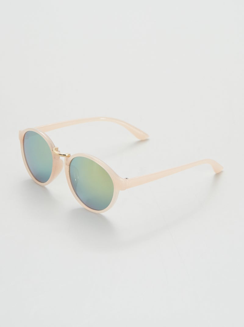 Lunette de soleil verre miroir Rose - Kiabi