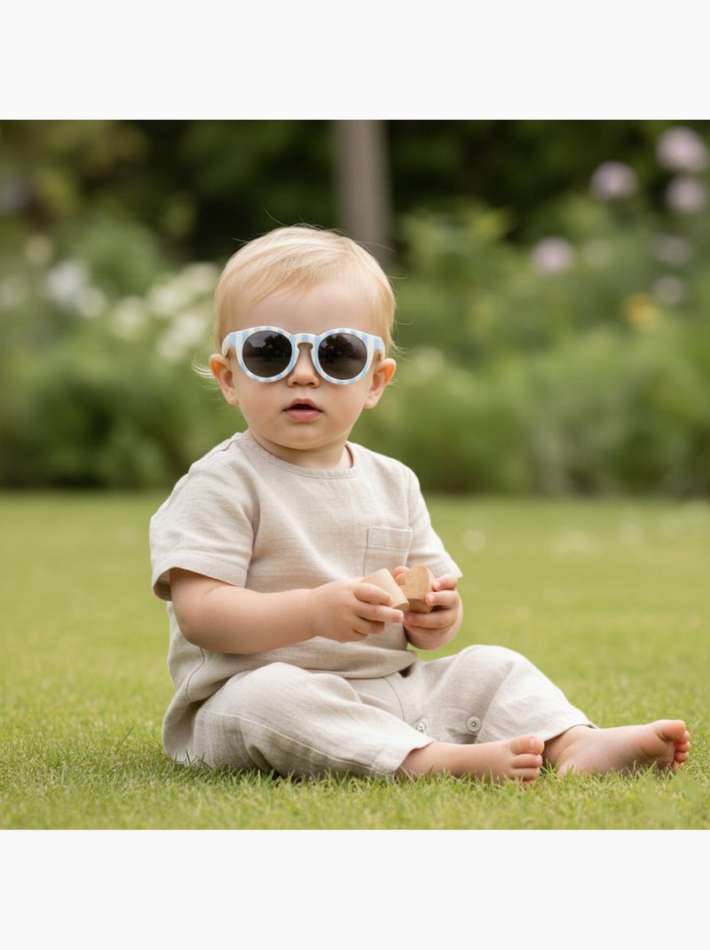 Lunettes de soleil bébé souples protection UV Bleu Ecru - Kiabi