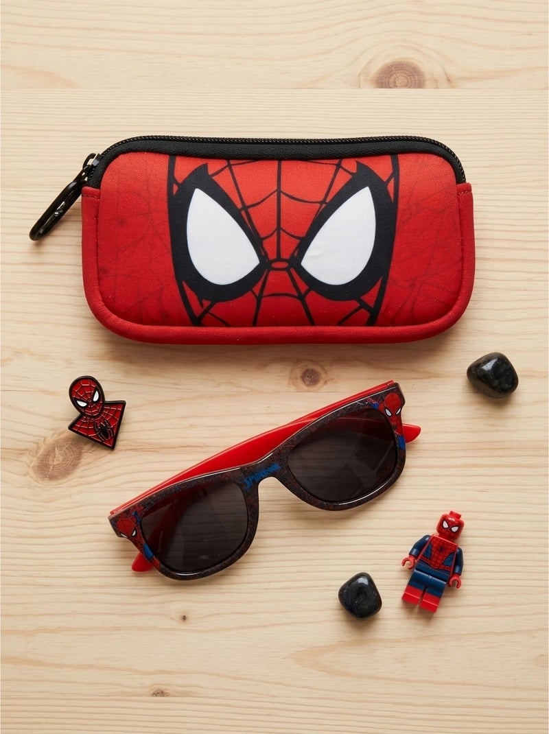 Lunettes de soleil enfant avec étui assorti Spiderman Marvel Rouge - Kiabi