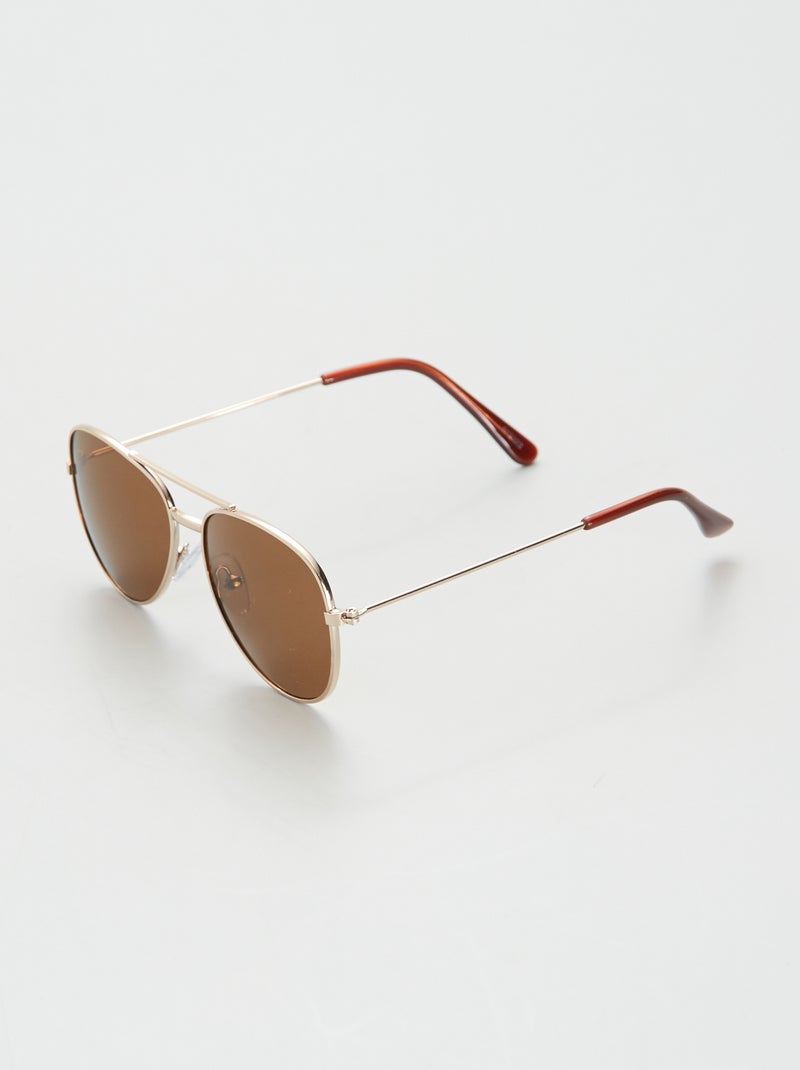 Lunettes de soleil forme aviateur or - Kiabi