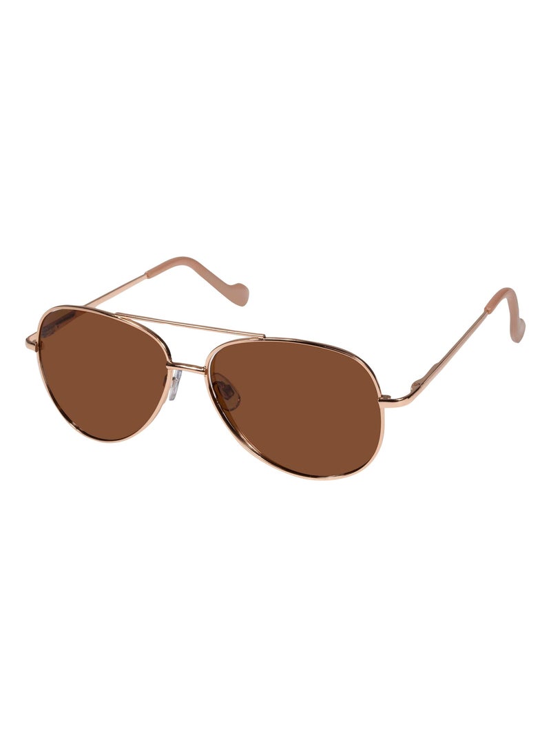 Lunettes de soleil forme pilote enfant 10 à 12 ans, verres polycarbonates catégorie 3 Or rose - Kiabi