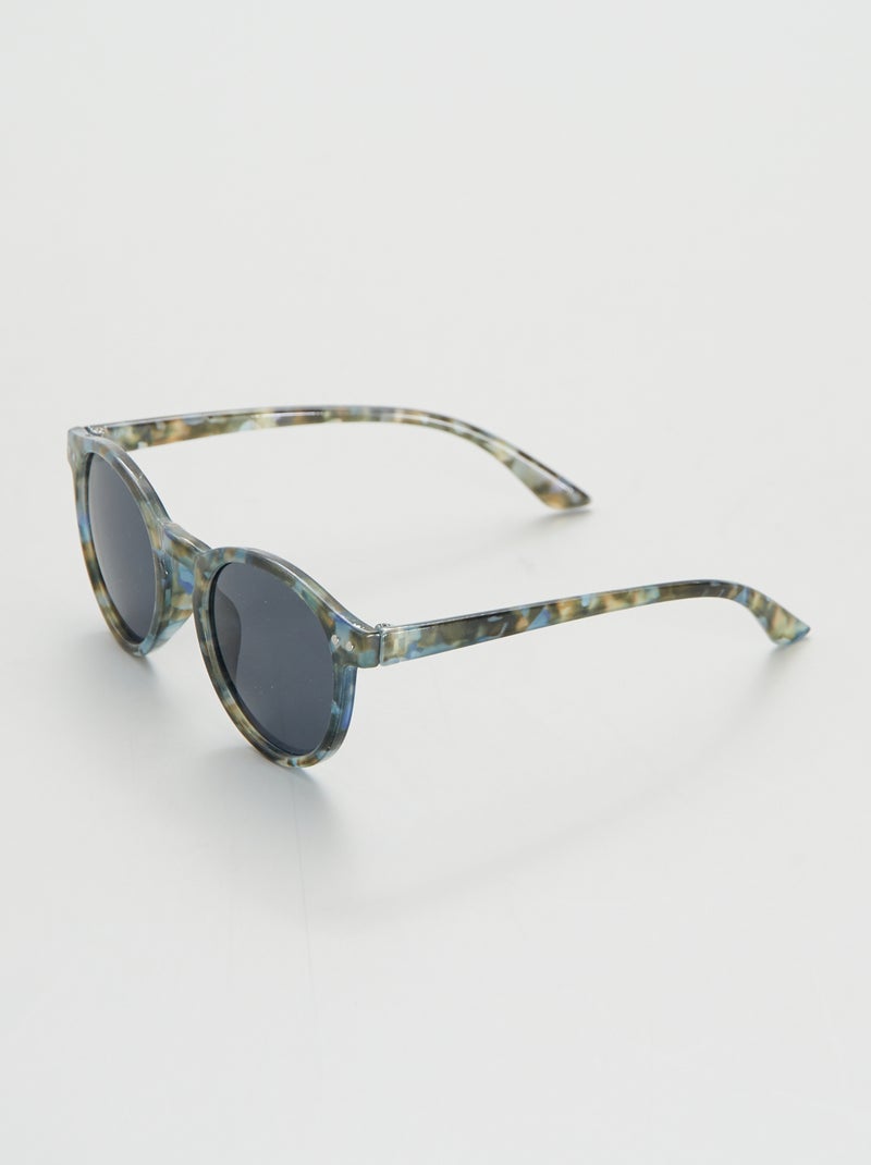 Lunettes de soleil motif écaille UV3 Gris bleu - Kiabi