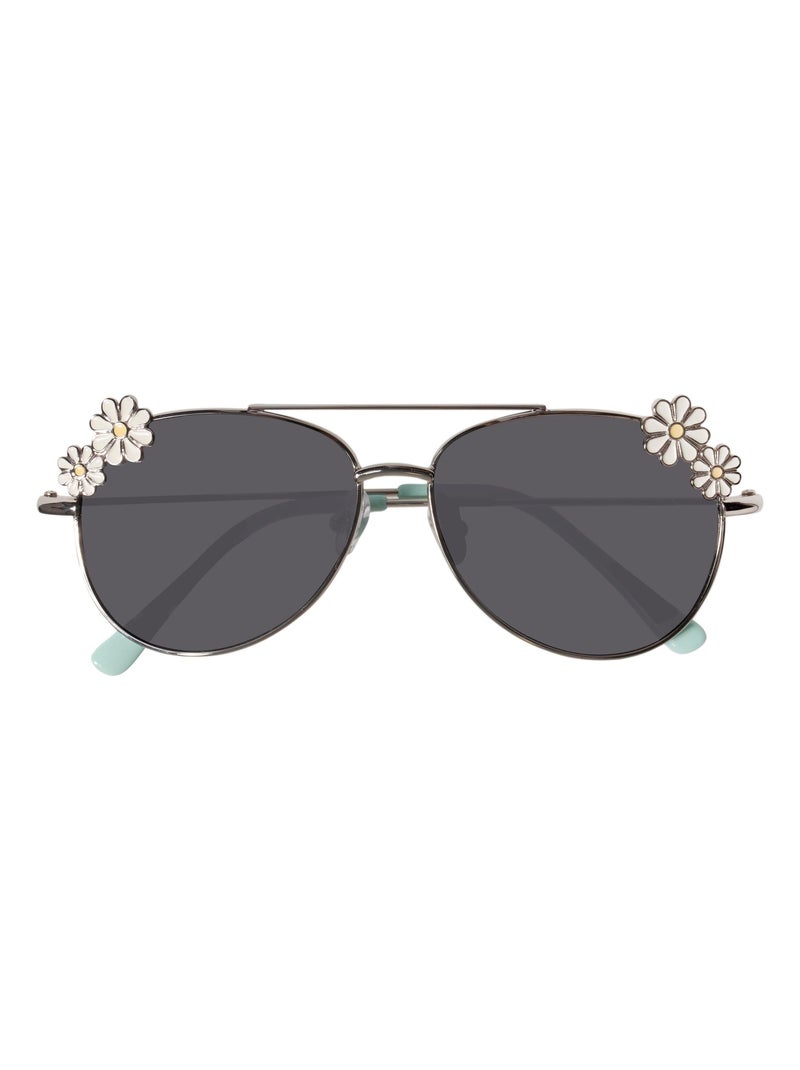 Lunettes de soleil pilote métallique avec marguerites fille Isotoner Argent - Kiabi