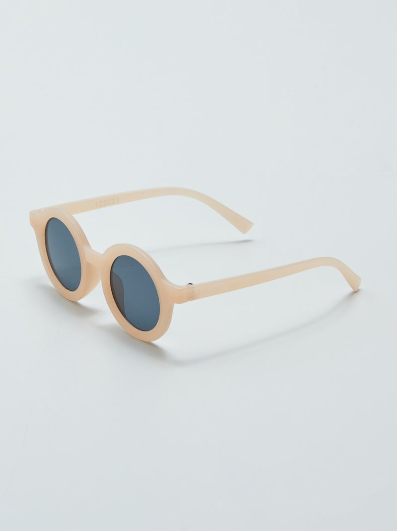 Lunettes de soleil ronde beige - Kiabi