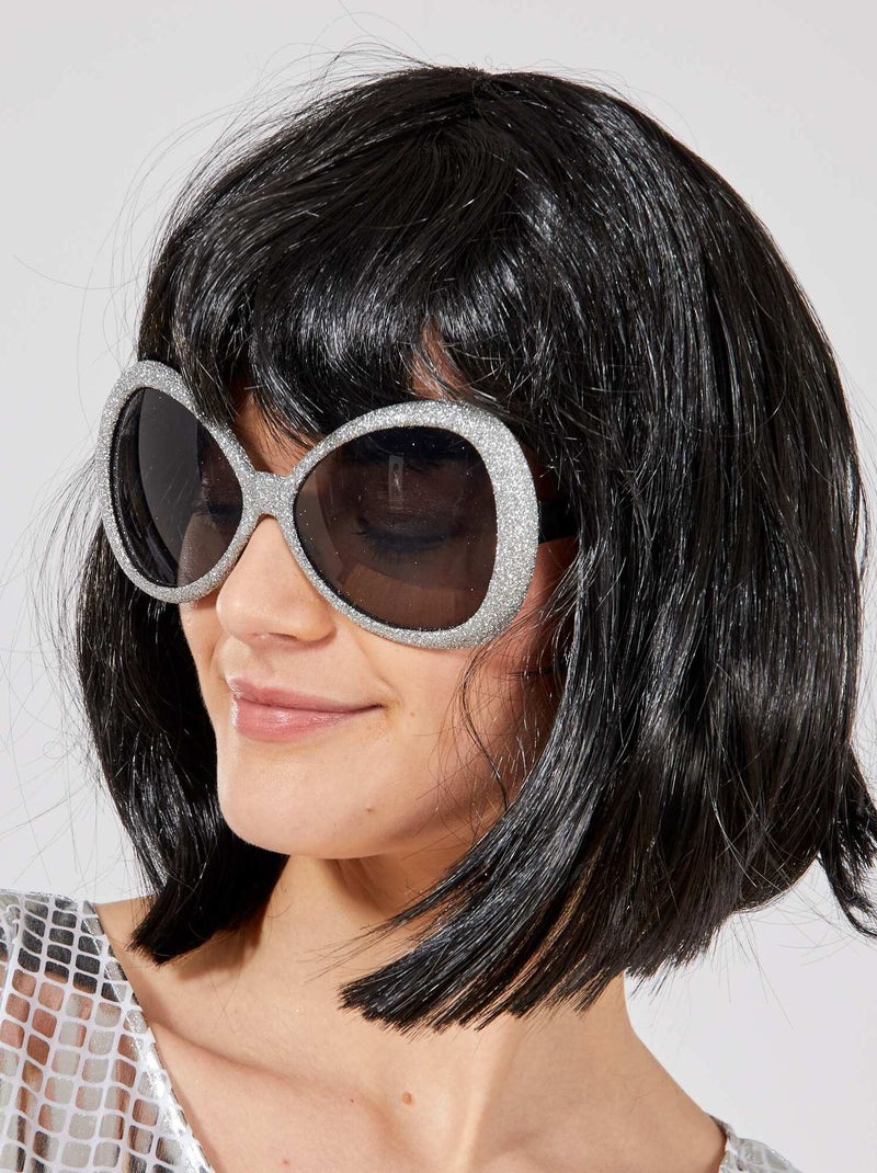 Lunettes maxi à paillettes argent - Kiabi