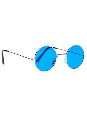 Lunettes Rondes Hippie Adulte - Verres Colorés (noir, Bleu, Vert, Rouge, Rose, Marron) - Accessoire Déguisement Années 70
