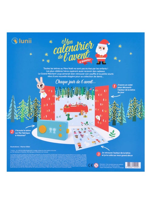 Lunii - Calendrier de l’Avent 2022 - 25 histoires à écouter + 24 autocollants de Noël - Kiabi