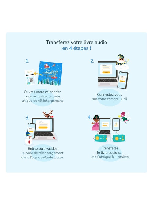 Lunii - Calendrier de l’Avent 2022 - 25 histoires à écouter + 24 autocollants de Noël - Kiabi
