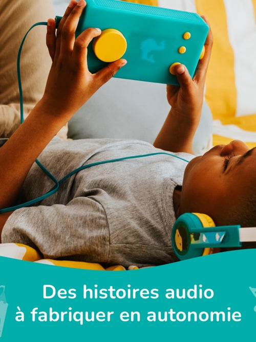 Lunii - Ma Fabrique à Histoires Vert avec son Casque assorti Vert et sa Coque Jaune - Kiabi