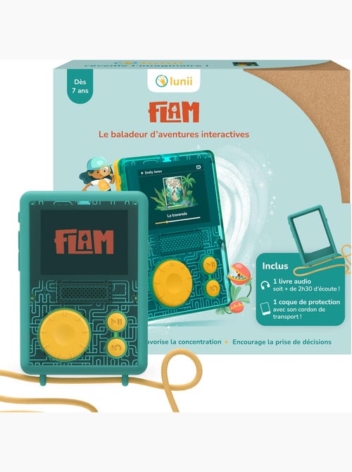 Lunii - Pack FLAM avec coque verte - Baladeur audio 7-11 ans, 2h45 d'histoires incluses - Kiabi