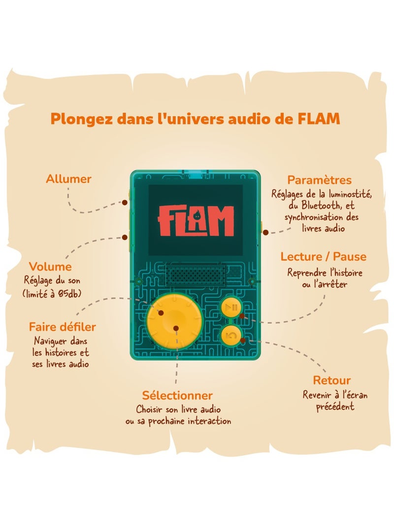 Lunii - Pack FLAM avec coque verte - Baladeur audio 7-11 ans, 2h45 d'histoires incluses N/A - Kiabi