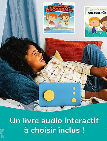 Lunii - Pack Voyage Ma Fabrique à Histoires Bleue et son Casque audio assorti Bleu