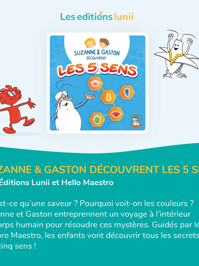Lunii Livre Audio Interactif Suzanne et Gaston Decouvrent les 5 Sens avec Hello Maestro Dès 3 Ans Multicolore - Kiabi