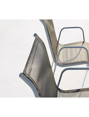 LUSIANA - Ensemble complet de jardin 6 places gris