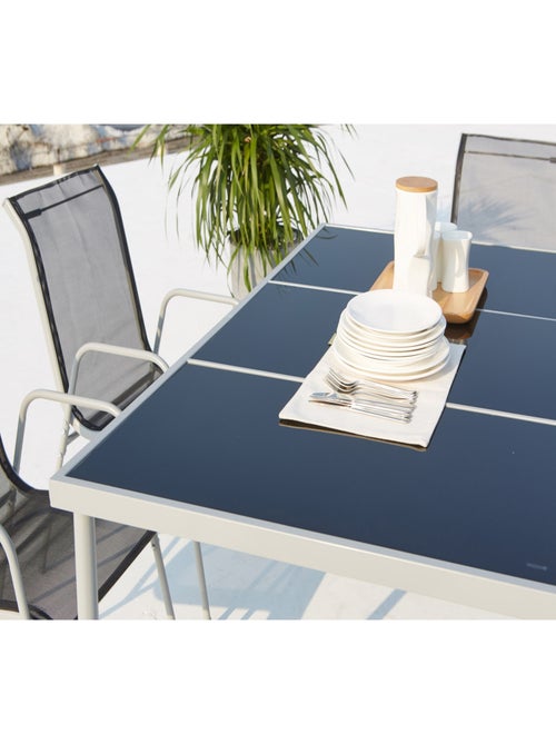 LUSIANA Table de jardin et 6 chaises en acier et toile PVC gris - Kiabi
