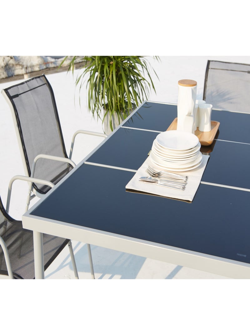 LUSIANA Table de jardin et 6 chaises en acier et toile PVC gris Gris - Kiabi