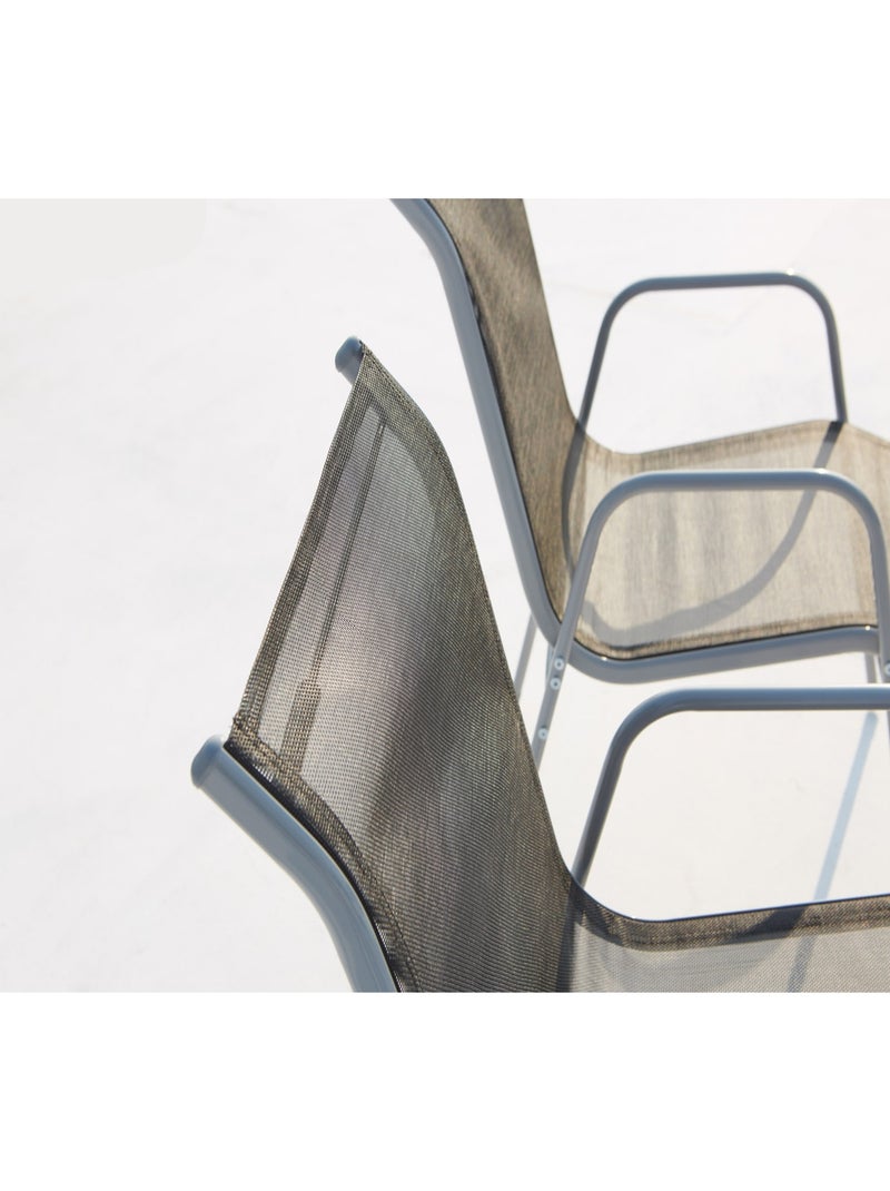 LUSIANA Table de jardin et 6 chaises en acier et toile PVC gris Gris - Kiabi