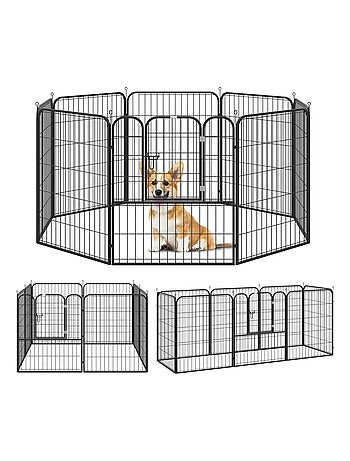 Luxe parc enclos modulable pour chien acier époxy noir