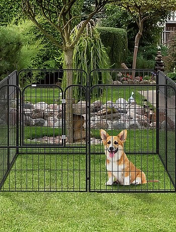 Luxe parc enclos modulable pour chien acier époxy noir