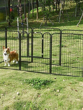 Luxe parc enclos modulable pour chien acier époxy noir