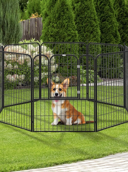 Luxe parc enclos modulable pour chien acier époxy noir - Kiabi