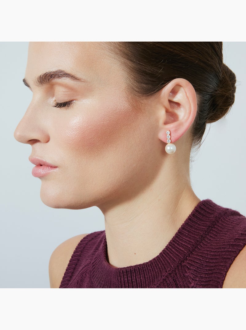 Luxenter Anu Boucles d'oreilles et plaqué or 18k Blanc - Kiabi