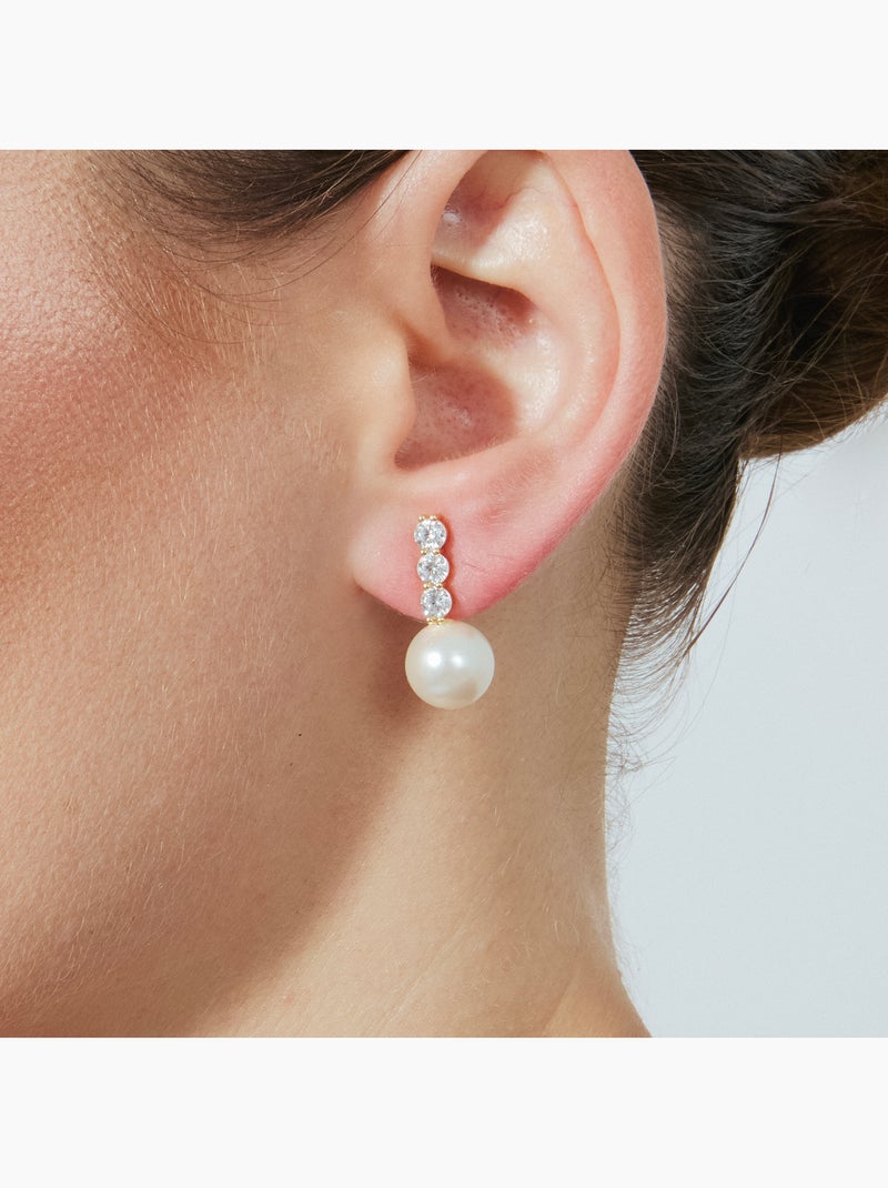 Luxenter Anu Boucles d'oreilles et plaqué or 18k Blanc - Kiabi