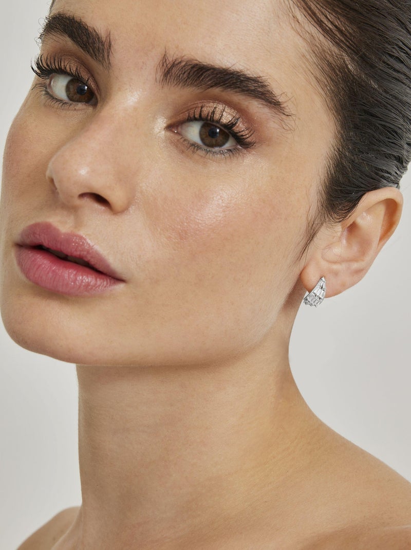 Luxenter Arfy Boucles d'oreilles en argent plaqué zirconium brillant Argent - Kiabi