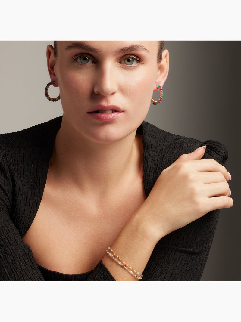 Luxenter Asvorg Bracelet en argent 925 et quartz hydrothermal vert avec finition et plaqué or 18k Violet - Kiabi