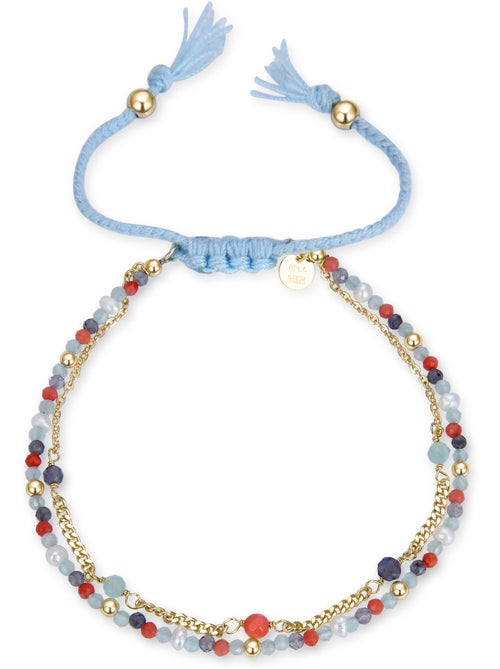 Luxenter Asvorg Bracelet en argent 925 et quartz hydrothermal vert avec finition et plaqué or 18k - Kiabi
