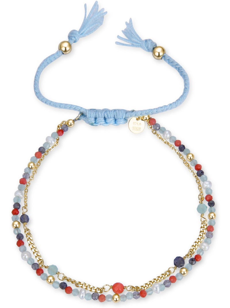 Luxenter Asvorg Bracelet en argent 925 et quartz hydrothermal vert avec finition et plaqué or 18k Violet - Kiabi