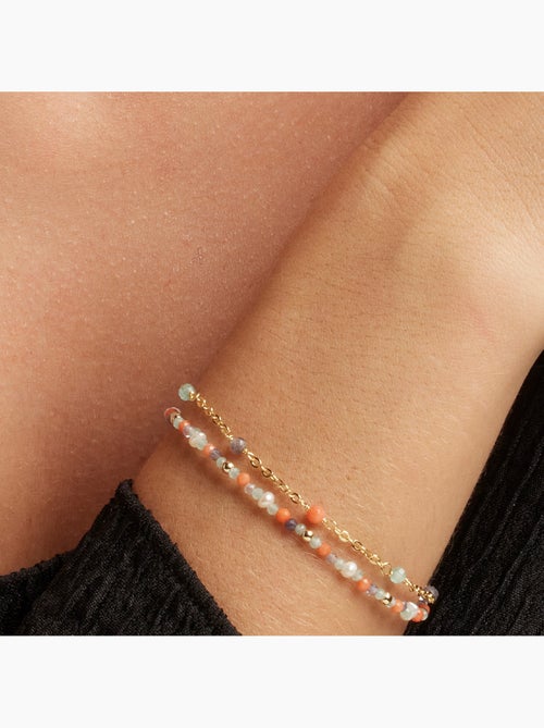 Luxenter Asvorg Bracelet en argent 925 et quartz hydrothermal vert avec finition et plaqué or 18k - Kiabi