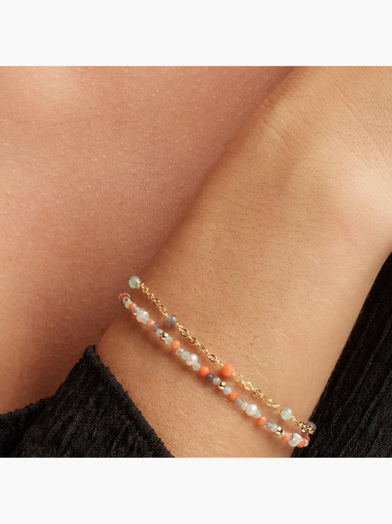 Luxenter Asvorg Bracelet en argent 925 et quartz hydrothermal vert avec finition et plaqué or 18k Violet - Kiabi