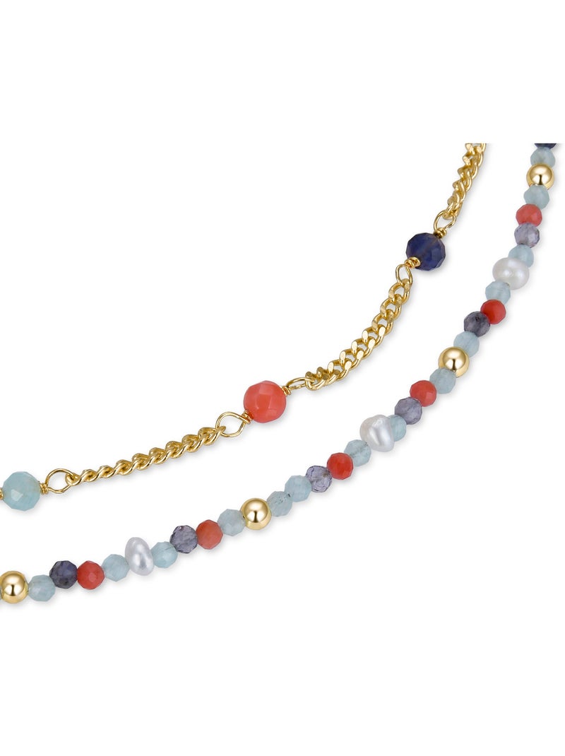 Luxenter Asvorg Bracelet en argent 925 et quartz hydrothermal vert avec finition et plaqué or 18k Violet - Kiabi