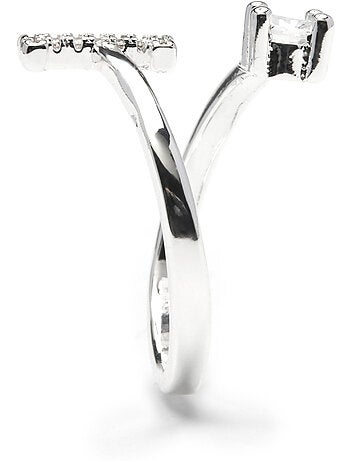 Luxenter Bague avec zircone brillante, finition argentée - Alphabet