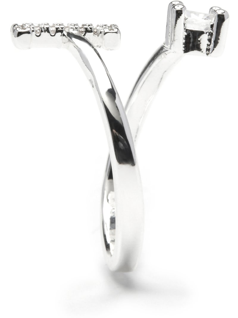 Luxenter Bague avec zircone brillante, finition argentée - Alphabet Argenté - Kiabi