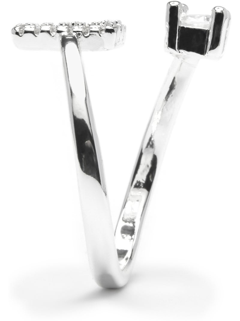 Luxenter Bague avec zircone brillante, finition argentée - Alphabet Argenté - Kiabi