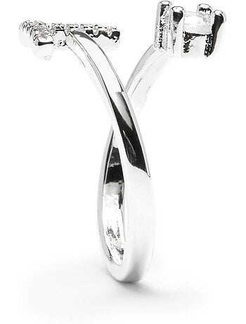 Luxenter Bague avec zircone brillante, finition argentée - Alphabet