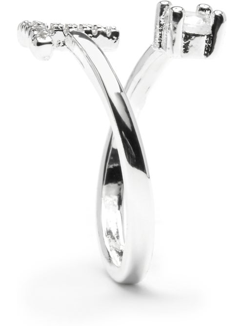 Luxenter Bague avec zircone brillante, finition argentée - Alphabet - Kiabi