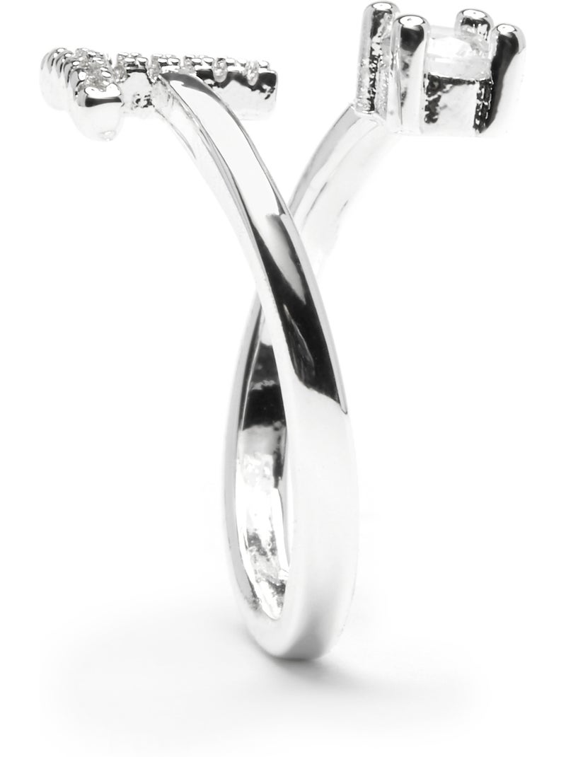 Luxenter Bague avec zircone brillante, finition argentée - Alphabet Argenté - Kiabi