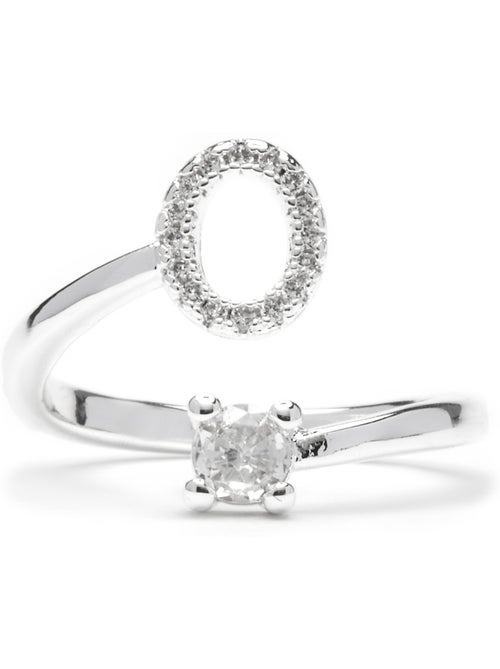 Luxenter Bague avec zircone brillante, finition argentée - Alphabet - Kiabi