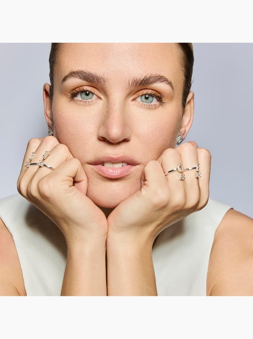 Luxenter Bague avec zircone brillante, finition argentée - Alphabet - Kiabi