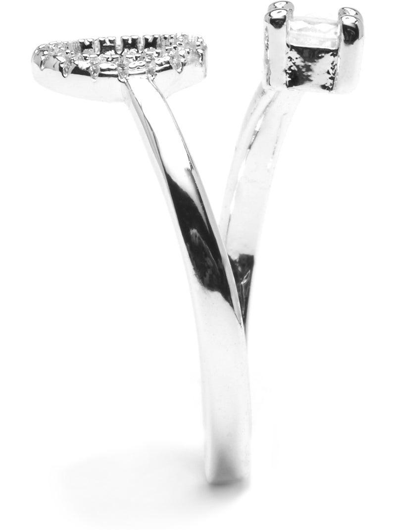 Luxenter Bague avec zircone brillante, finition argentée - Alphabet Argenté - Kiabi