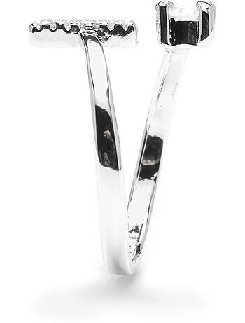 Luxenter Bague avec zircone brillante, finition argentée - Alphabet