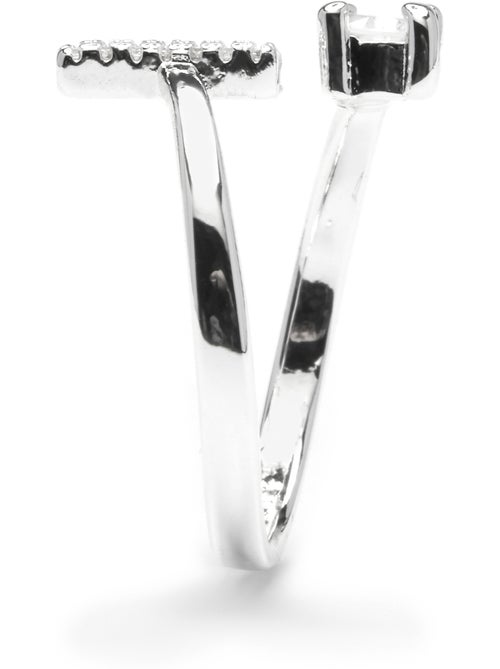 Luxenter Bague avec zircone brillante, finition argentée - Alphabet - Kiabi