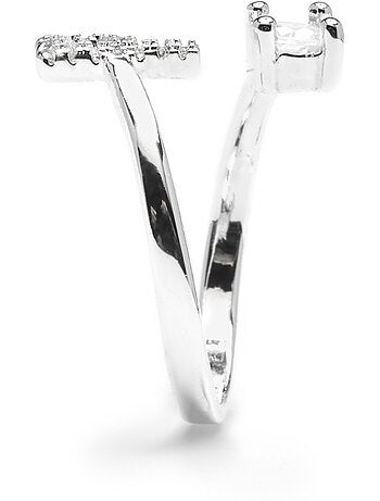 Luxenter Bague avec zircone brillante, finition argentée - Alphabet